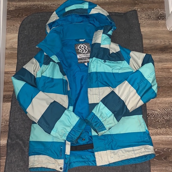 Special Blend Jackets & Blazers - Blue Striped Ski Jacket